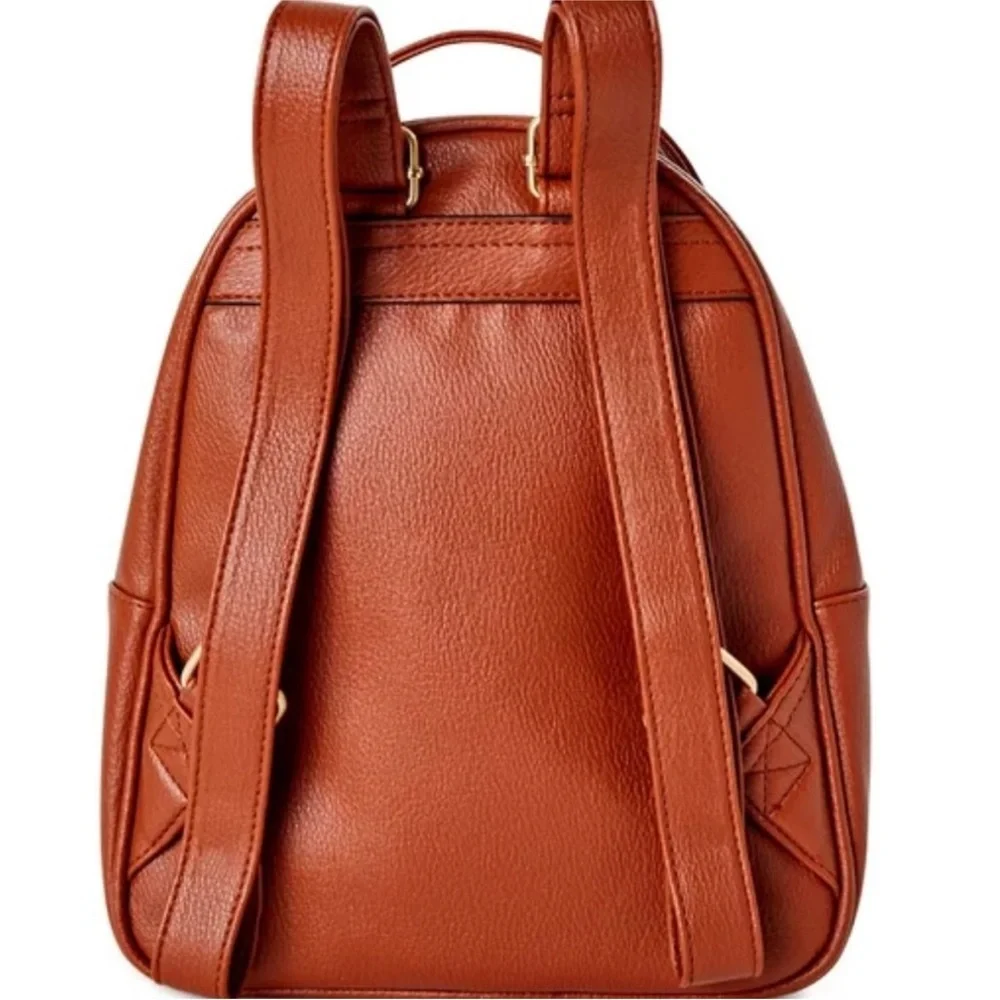 NWT Time and Tru Backpack Tan Gold Chain Accent w/Coin Purse Vegan Leather Ruby